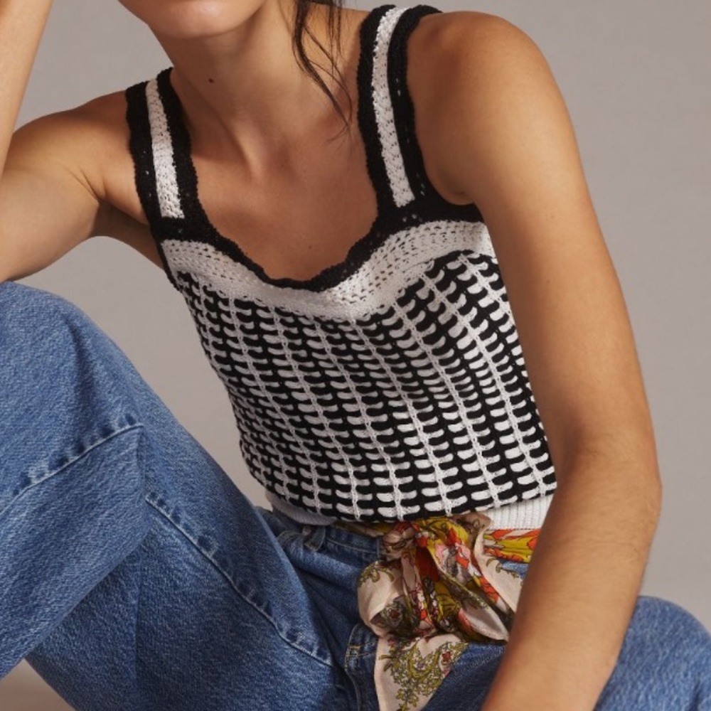 Coral Red Anthropologie Crochet/Knit Crop Top